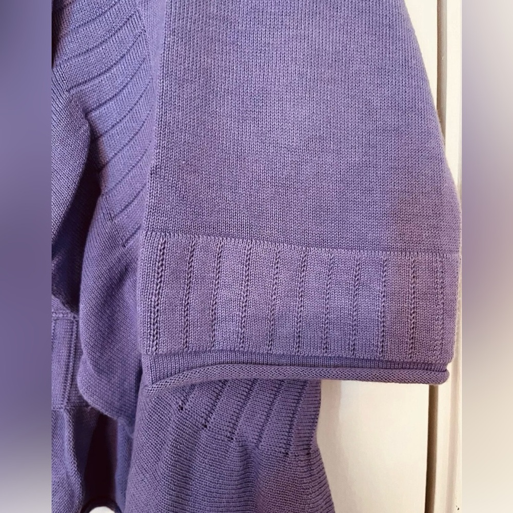 🌸 Christopher & Banks Womens Sz S Purple 3/4 Sleeve Ruffle Cardigan Sweater - Picture 3 of 6